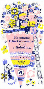 Glckwunschkarte aus dem Jahr 1980, Entwurf J. Hoede, Planet-Verlag, Preis: 0.70 M